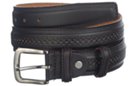 medium wide brown leather pebble pit dress belt with nickel polish buckle