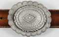 radiant Pecos diamond pewter concho belt buckle