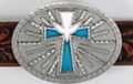 oval western belt buckle, Holy Spirit over Christian cross