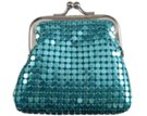 tiny blue metal mesh coin purse
