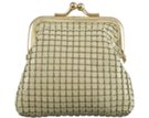tiny bone color metal mesh coin purse