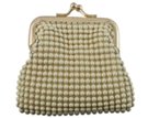 tiny bone color metal mesh coin purse