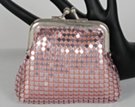 tiny pink metal mesh coin purse
