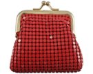 tiny red metal mesh coin purse