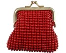 tiny red metal mesh coin purse