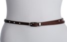 petite brown leather belt with rhinestones