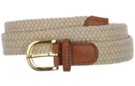 ivory narrow braided stretch belt with gold buckle