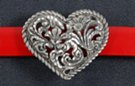 petite western heart belt buckle, rope edge with floral filigree interior