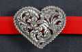 petite western heart belt buckle, rope edge with floral filigree interior