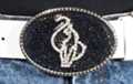 black enamel oval with rhinestone cat
