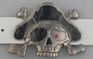 skull and crossbones buckle with pirate hat and patch