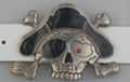 skull and crossbones buckle with pirate hat and patch