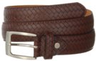 herringbone embossed casual leather belt with nickel buckle