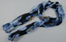 Chiffon polyester crinkle scarves. Long enough for a double loop; wide enough for a headsash; thin enough to 
stay versatile.