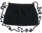 tiny black metallic bubble mesh purse with shoulder chain