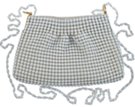 tiny white metallic bubble mesh purse with shoulder chain