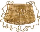 petite gold metallic plate mesh purse with cross body chain