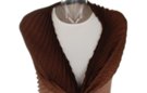 pleated brown gradient acrylic knit shawl