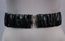 crinkled synthetic leather stretch belt with anchor latch buckle