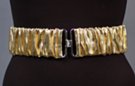crinkled synthetic leather stretch belt with anchor latch buckle
