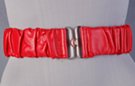 crinkled synthetic leather stretch belt with anchor latch buckle