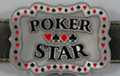 red and black enamel pewter Poker Star belt buckle