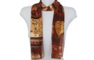 forest leaf print on burnt orange satin and sheer belt scarf
