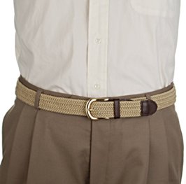 premium beige stretch belt with slacks