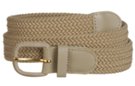 better beige braided stretch belt with leather buckle