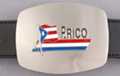 red, white and blue Puerto Rican flag on nickel belt buckle