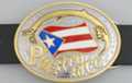 Puerto Rican flag belt buckle with gold "Puerto Rico"