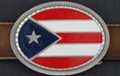 Puerto Rican flag in oval belt buckle