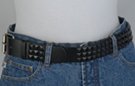 black solid pyramid stud belt with roller buckle