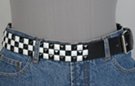 checker board solid pyramid stud belt with roller buckle