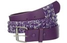 purple and white pyramid stud belt with roller buckle