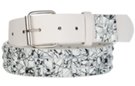 black and white pyramid stud belt with roller buckle