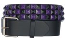 black and purple checkerboard pyramid stud belt with roller buckle