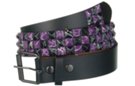 black and purple Jackson Pollock solid pyramid stud belt with roller buckle