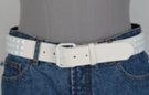 white solid pyramid stud belt with roller buckle