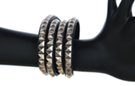 black leather multi-wrap stud bracelet