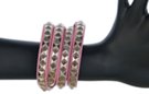 pink leather multi-wrap stud bracelet