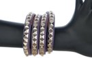 purple leather multi-wrap stud bracelet