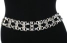 silver triple stack pyramid stud chain belt