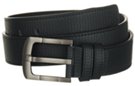 black radio wave embossed genuine leather casual dress belt