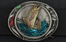 colorful rainbow trout western belt buckle