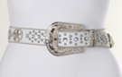 white rhinestone and ranger star studded leather belt with rhinestone buckle set