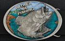 rather-be-fishing bass in lake scene belt buckle