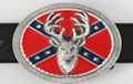 oval belt buckle, buck over rebel flag