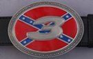 Number 3 in pewter on stars and bars oval belt buckle