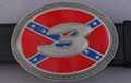 Number 3 in pewter on stars and bars oval belt buckle